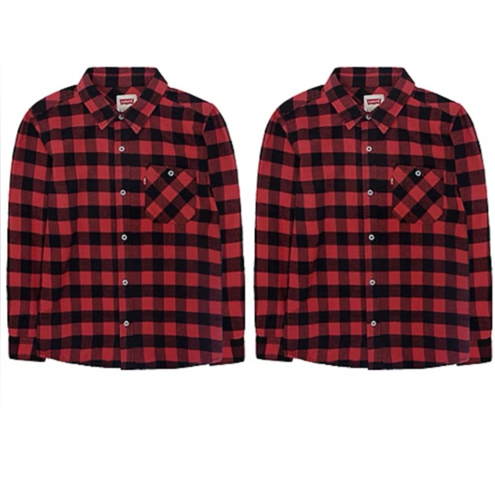 Lot of 2 Levi's Boys Long Sleeve Cuffed Sleeve Button-Down Shirt Size M - NEW